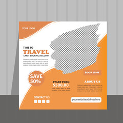 creative social media post design for travel agency.