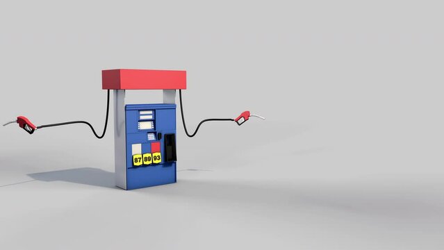 Gas Pump With Animated Handle and Copy Space. gas pump justified left animating gas pump handle with copy space to the right