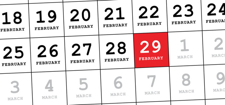 Happy Leap day or leap year slogan. Calendar page 29 February, month 2024 or 2028 and 366 days. 29th Day of february, today one extra sale day. line pattern banner. Fun vector icon or symbol