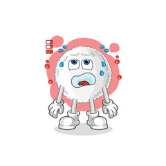 white blood low battery mascot. cartoon vector