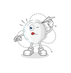 white blood with paper plane character. cartoon mascot vector