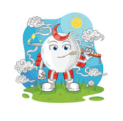 white blood samurai cartoon. cartoon mascot vector