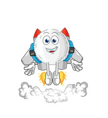 white blood with jetpack mascot. cartoon vector