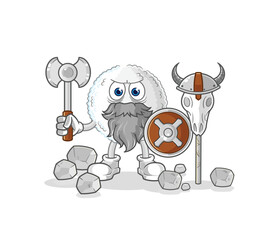 white blood viking with an ax illustration. character vector