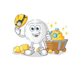 white blood miner with gold character. cartoon mascot vector