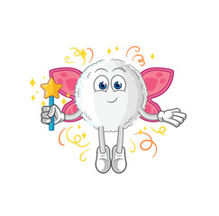 Obraz premium white blood fairy with wings and stick. cartoon mascot vector