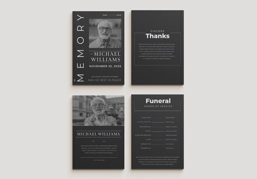 Funeral Poster Layout with Modern Design