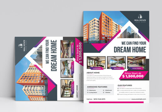 Real Estate Flyer Layout with Teal Accents