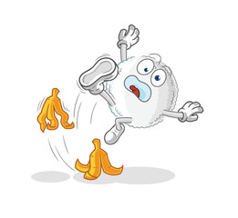 white blood slipped on banana. cartoon mascot vector