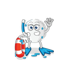 white blood swimmer with buoy mascot. cartoon vector