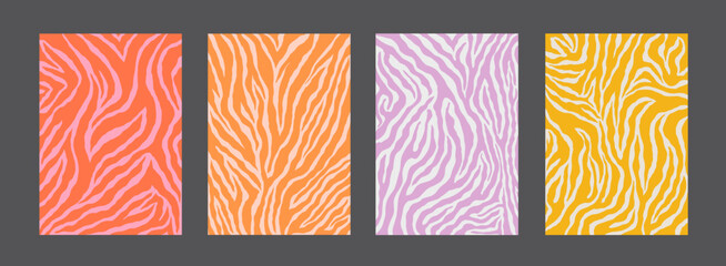 Collection Of Groovy Wild Textures Vector Design. Set of Y2K Backgrounds.