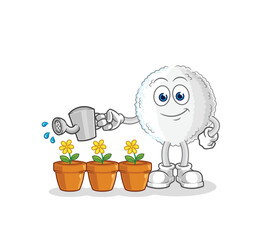 white blood watering the flowers mascot. cartoon vector
