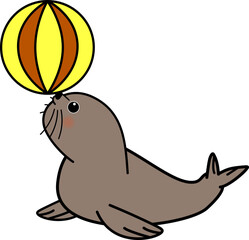 ボールで遊ぶかわいいアシカ