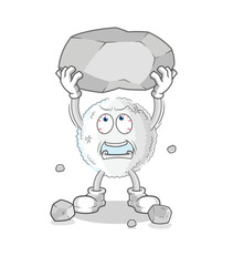 white blood lifting rock cartoon character vector