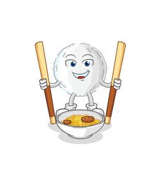 white blood eat noodle cartoon. character mascot vector