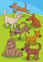cartoon happy dogs animal characters group