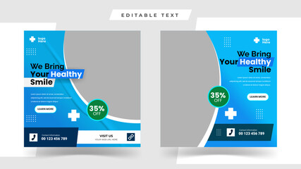 Dentist marketing social media post template square banners