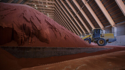 Storage of potash fertilizer mill production.