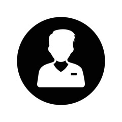 Business, male icon. Black vector design.