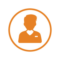 Business, male icon. Orange vector design.