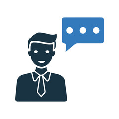 Conversation, male, message icon. Simple vector design.