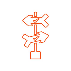 Direction, path, way line icon. Outline vector.