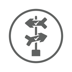 Direction, path, way icon. Gray vector sketch.