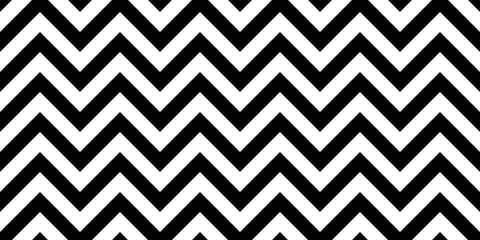 Seamless zigzag herringbone geometric background pattern. Tileable black and white vintage wallpaper chevron motif texture. Monochrome greyscale arrowhead horizontal stripe backdrop..