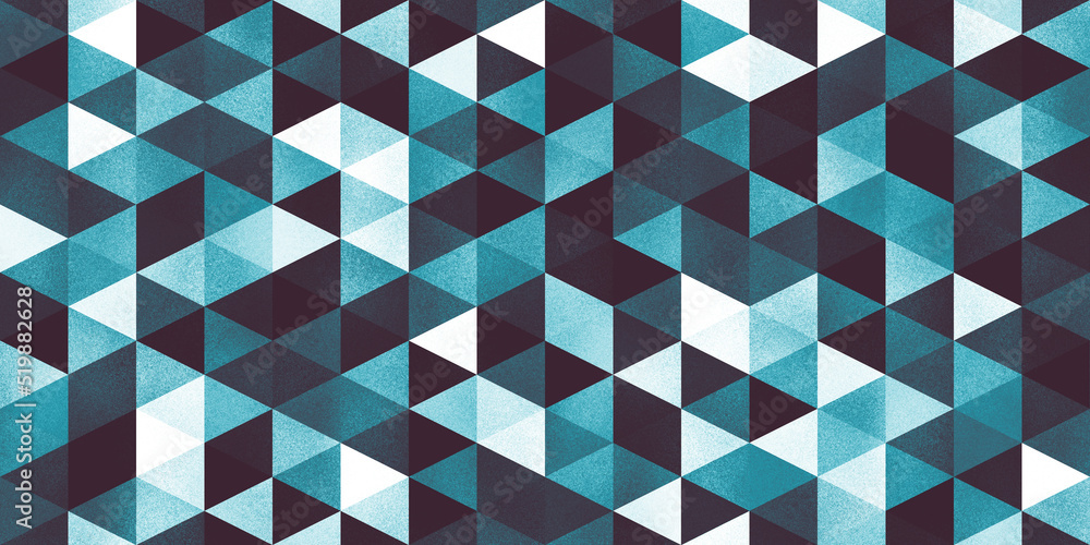 Aufkleber seamless abstract geometric faded blue green triangle background pattern with subtle grain. trendy t