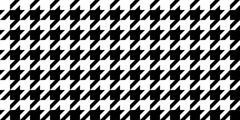 Obraz premium Seamless simple vintage houndstooth checker pattern. Tileable black and white gingham hound tooth background texture. Trendy classic geometric fashion motif for clothing, bedding and textiles..