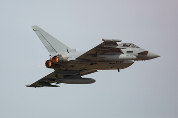 Eurofighter Typhoon after take off with afterburner on full