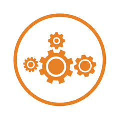 Setting, settings, gear icon. Orange vector sketch.