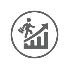 Ladder, male, success icon. Gray vector design.