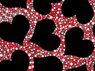 Seamless pattern with black hearts on a colorful background