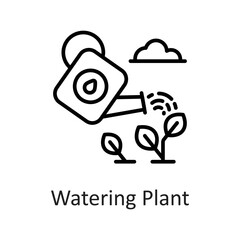 Obraz premium Watering Plant vector Outline Icon Design illustration on White background. EPS 10 File 