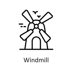 Windmill vector Outline Icon Design illustration on White background. EPS 10 File 