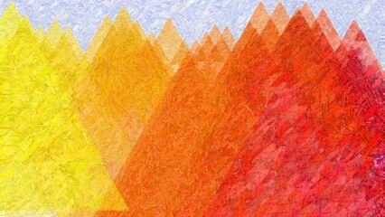Fototapeta premium Digital painterly and colorful render of abstract geometric shapes in thick textured acrylic paint