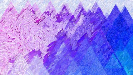 Digital painterly and colorful render of abstract geometric shapes in thick textured acrylic paint