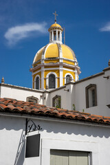 Dome of the church in the magical town of Comala in Colima, Mexico, white town.