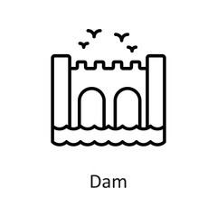 Dam vector Outline Icon Design illustration on White background. EPS 10 File 