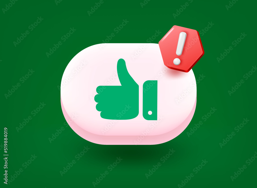 Poster white button with agree sign. 3d vector illustration