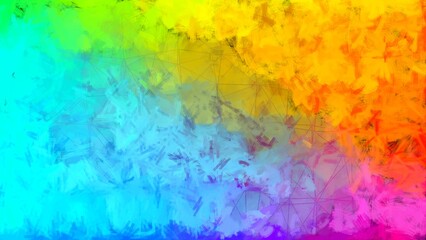 Digital painterly and colorful render of abstract geometric blobs in thick textured acrylic paint