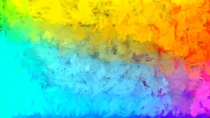 Digital painterly and colorful render of abstract geometric blobs in thick textured acrylic paint