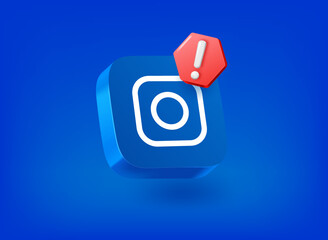 Digital camera app icon with exclamation point pictogram. Vector 3d illustration