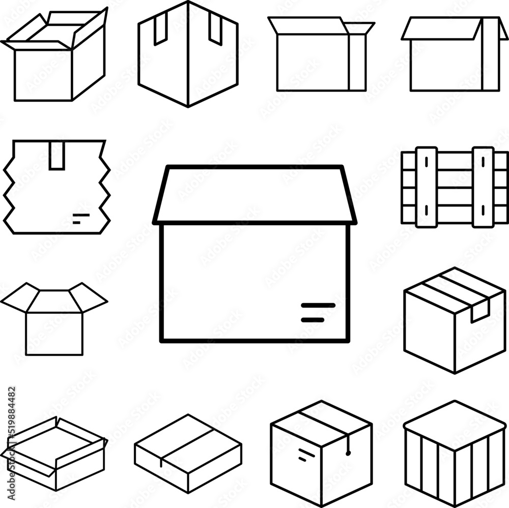 Poster box closed icon in a collection with other items