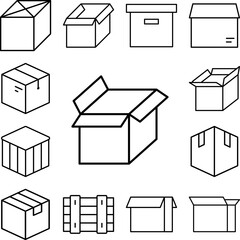 Box opened icon in a collection with other items