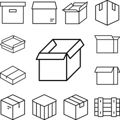 Box opened icon in a collection with other items