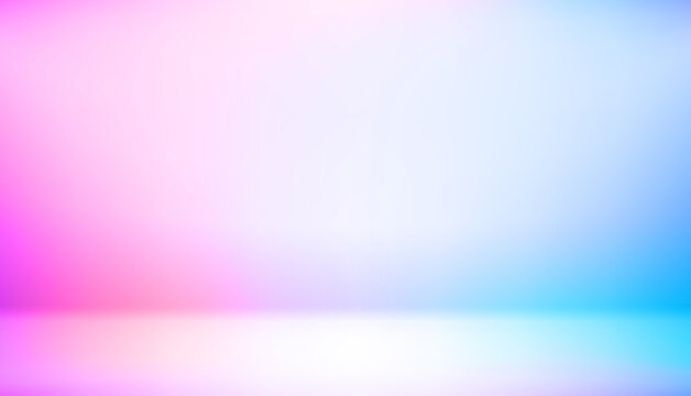 Empty studio with neon glow and podium. Vector 3d illustration