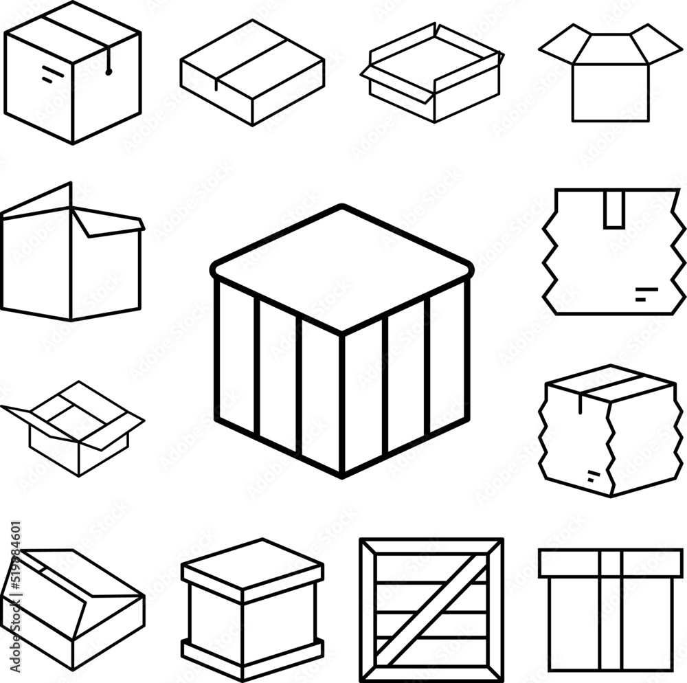 Poster box closed icon in a collection with other items
