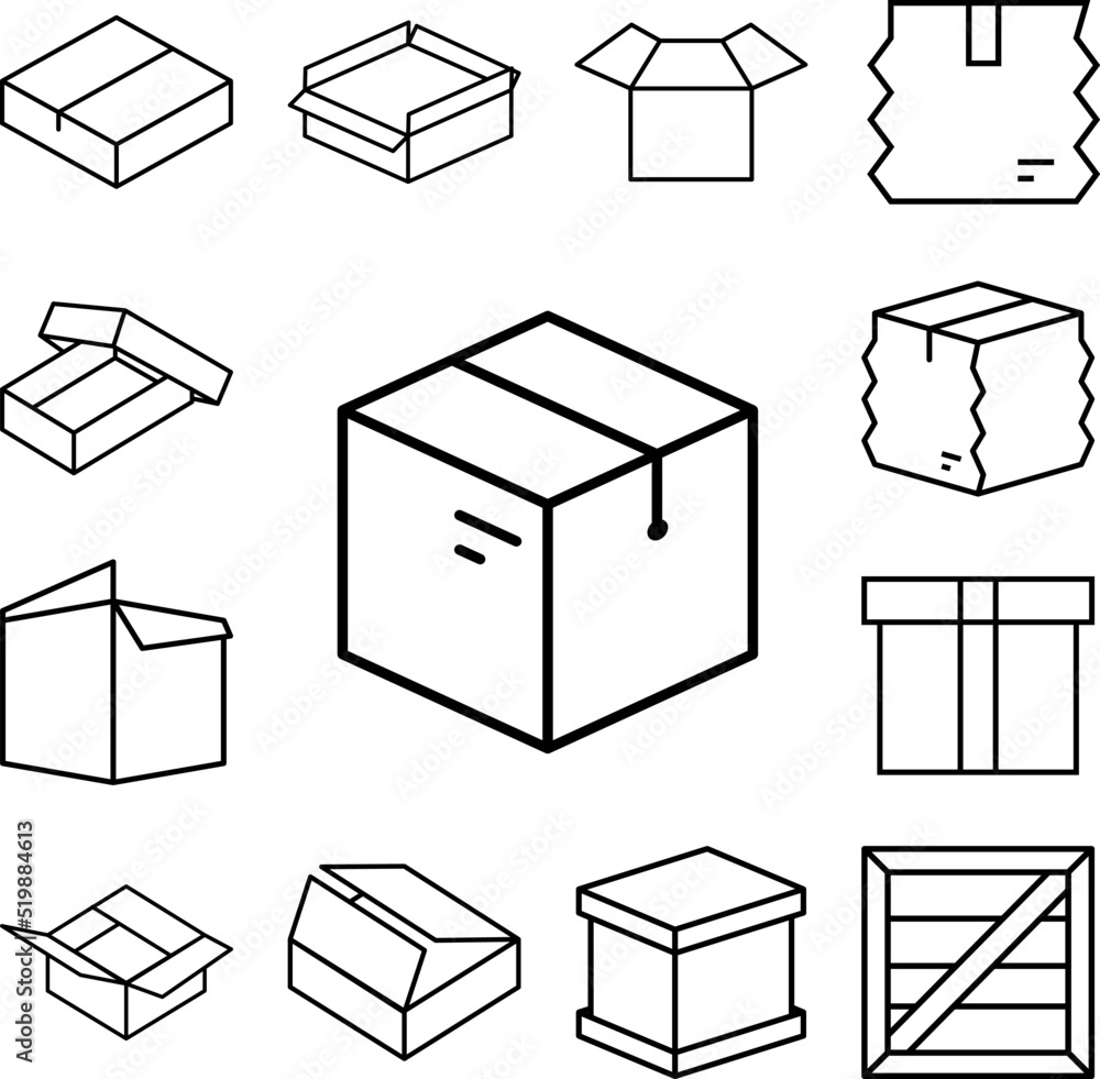 Poster box closed icon in a collection with other items